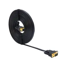 Dtech 600649504213 Vga Cable 10ft Ultra Thin Flat 15 Pin Male To Svga Wire Black