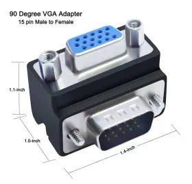 Dtech 945279518402 90 Degree Vga Right Angle Adapter 15 Pin Male To Female Extension Converter Coup