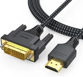Bk74-11 Dteedck Dvi To Hdmi Cable 6ft Bi-drectional Braided Sheath Cord Male 6 Feet Black
