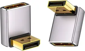 Duttek 744111004297 8k 90 Degree Displayport 1.4 Adapter Up And Down Angle Extender 32.4gbps