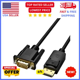 Foboiu 742377587073 Displayport To Vga Adapter 6 Feet Dp Cable Connects Port Desktop Or Laptop