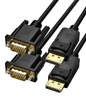 Foboiu 742377588575 2-pack 3ft Displayport To Vga Cable Dp Adapter For Monitor Projector