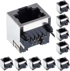 8p8c Ganasome 445002337366 10pcs Shielded Rj45 Female 90 Degree Angle Network Modular Connector For Pc