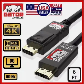 Gator Cable 710552043096 Displayport Dp To Hdmi 60hz 2160p 25.92gbps 4k Hdr Audio Video Adapter 6ft