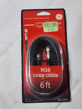 33273 Ge Coax Cable Rg6 Coaxial Black-audio/video Tv Satellite Antenna -