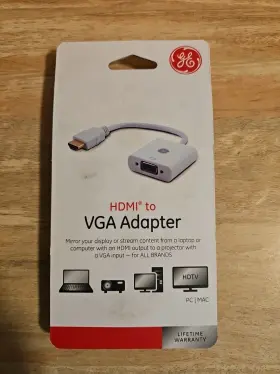 33787 Ge Hdmi To Vga Cable Adapter Pc/mac White