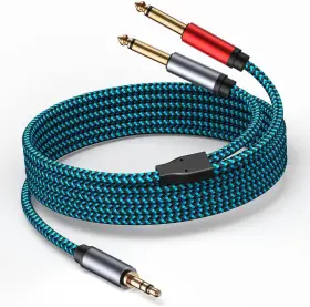 Hftywy 736139478006 3.5 Mm To 2 X 6.35 Cable 20 Ft 1/8 1/4 Stereo 3.5mm Trs Dual