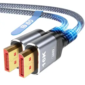 Highwings 744110728101 80gbps Displayport Cable 2.1 6.6ft 16k 60hz 8k 120hz 4k 240hz Dp 2