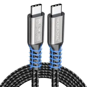 01u5-4ft-grey Houruntail Thunderbolt 5 Cable 4ft 1.2m Usb4 C To Right Angle 80gbps Braided Data High