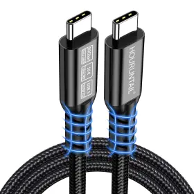 Houruntail 975699720635 Thunderbolt 5 Cable 6.6ft 2m Usb4 C To Right Angle Compatible 80gbps Braide