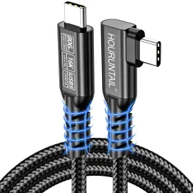 4ft1.2m Houruntail 975699720642 Thunderbolt5 Cable Usb4 C To 90degree Angle 80gbps Braided Data Hig