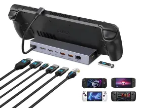 As0207 Iavkyu 7-in-1 Steam Deck Dock With Dual 4k 60hz Hdmi Displayport 100w Us... Fas