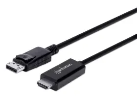 153218 Ic Intracom Vertriebs Gmbh Manhattan Displayport 1.2 To Hdmi Cable 4k 60hz 3m Male Dp With Latc