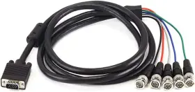 100566 Inc. Vga Hd-15 To 5 Bnc Rgb Video Cable For Hdtv Monitor - 6ft Black