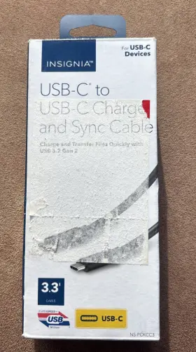 Insignia 600603309564 Insignia- 3.3usb-c To Usb-c 3.2 Gen 2 Superspeed 10gbps Cable - Black