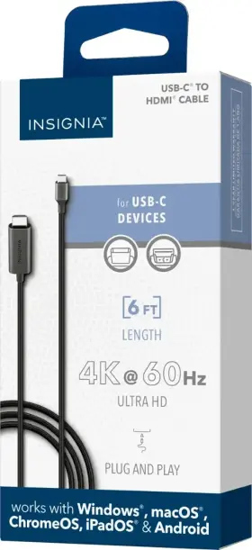 Ns-pc3chd6 Insignia Insignia- 6ft Usb-c To Hdmi Cable - Black New In Box