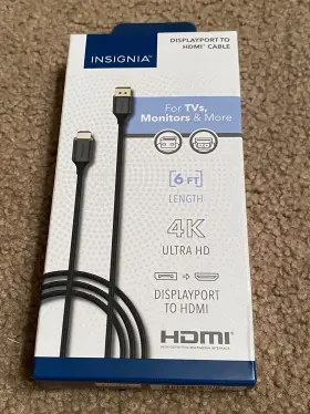 Ns-pcdpdp6 Insignia Displayport Cable 6ft Ft Length 4k Ultra Hd