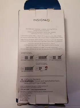 Ns-pchddv6 Insignia -6ft Dvi-d To Hdmi Cable Black Box Has Small Damage Inside Good #2