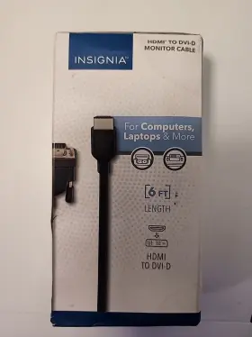 Ns-pchddv6 Insignia -6ft Dvi-d To Hdmi Cable Black Box Has Small Damage Inside Good