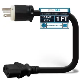 Iron Box 656721942497 Ironbox Electric Nema 5-20 Plug To C13 Connector Power Cords 15a 125v 14/3