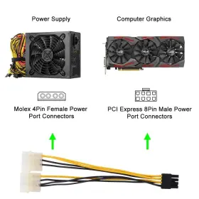 J&d 426874257471 8 Pin Pcie To 2 X 4 Lp4 Molex Power Cable Adapter Pack 6 Inch / 15 C #2