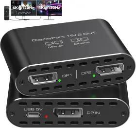 Sp503 Jcymele 4k120hz Dual Displayport Splitter For 2 Monitors Extended Display Port To Dua