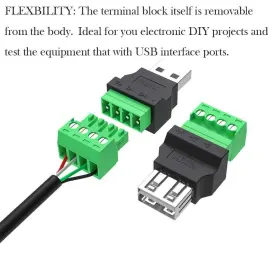 Jienk 662009583231 Usb 2.0 A Female To 4 Pin Screw Terminal Block Connector Portable Pluggable #3