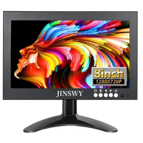 Jin-hd82 Jinswy 8 Inch Mini Security Monitor Portable 1280x720 Metal Screen Hdmi/vga/av/bnc Inp