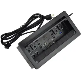 Js Technology 682365315960 Tabletop Multimedia Connectivity Box With 4 Ac Power 2 Hdmi Rj45 1 Usb3.0 P