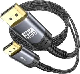Jsaux 313040932911 Displayport Cable 10ft 2.1 Dp Cord Support 16k 60hz 8k 120hz 4k 240