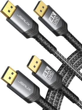 Jsaux-dp1 Jsaux Displayport Cable 2 Pack 10ft 4k Dp 1.2 60hz Grey