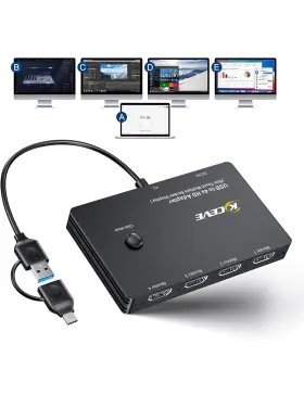 Kcmsth14dzus Kceve Usb To 4 Hdmi Adapter Multi-monitor Display 5 Separate Screens