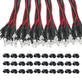 Keeyees 705883356847 60pcs 3mm Pre Wired Led Diodes Light Ultra Bright -white Warm White Red Blue