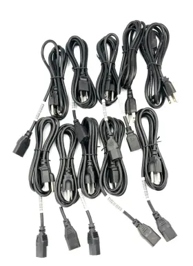 Es-lot10-accord-18g Kentek Lot Of 10 Us Universal Ac Power Cord Cable Nema5-15p To C13 18 Awg 10a 125v Blk