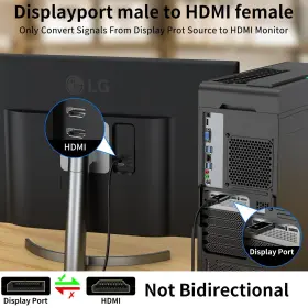 Kuxiyan 759185998731 Displayport To Hdmi Adapter 1080p Uni-directional Display Port Dp Pas #2