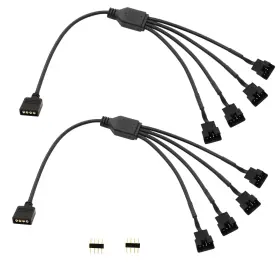 Aml027 Lanminglel 4 Pin Rgb Splitter Cable 12v 4pin Female To Sm 30 Cm Black