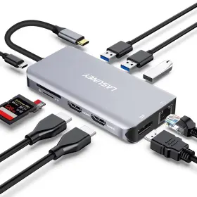 Lasuney 764653171530 Triple Display 10 In 1 Usb Type C Hub With To 2 Hdmi Displayport Pd