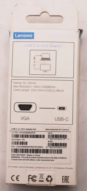 4x90m42956 Lenovo Usb C To Vga Video Adapter #2