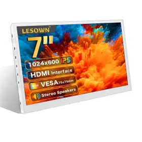 Lesown 761736127439 7 Inch Portable Hdmi Monitor Small Mini Display Secondary Screen 1024x600 Ips
