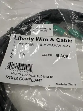 E-mvgamam-m-12 Liberty Cable Micro Molded Edid Compliant 12ft Vga With Stereo Audio