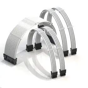 Pwr-extmod-rz-wh30 Linkup - Ava 30cm Psu Cable Extension Sleeved Custom Mod Gpu Pc Braided With Com