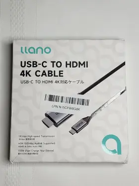 Hdr10 Llano H320 Usb-c To Hdmi 4k High-speed Fast Charge Cable Black