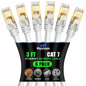 Maximm 810140408365 Cat 7 Ethernet Cable 3 Ft - 6 Pack High-speed Cat7 Internet And Network Lan Pat
