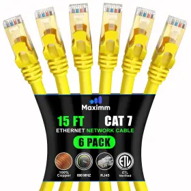 Maximm 810140408921 Cat 7 Ethernet Cable 15 Ft - 6 Pack High-speed Cat7 Internet And Network Lan Pa