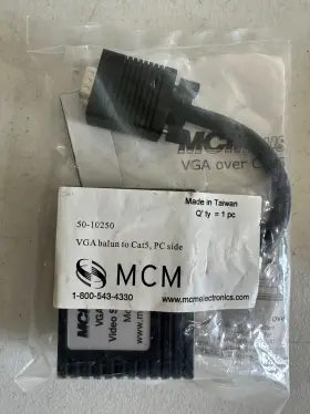 50-10250 Mcm New Electronics Vga To Cat5 Adapter Balun Video Source Transmitter