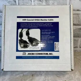 M05-112mds Micro Connectors 50ft Coaxial Svga Monitor Video Cable Hd 15 Male To Hd15
