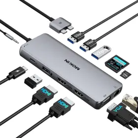 Muc503-3301 Mokin Macbook Pro Docking Station Dual Monitor Hdmi Adapter 12 In 1 Usb C Adapters