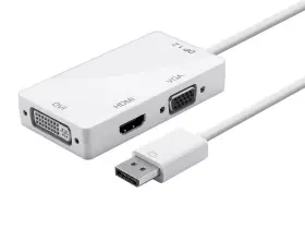 112800 Monoprice Displayport 1.2a To 4k Hdmi Dual Link Dvi Vga Passive Adapter White