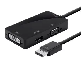 112802 Monoprice Displayport 1.2a To 4k Hdmi Dual Link Dvi Vga Passive Adapter Black