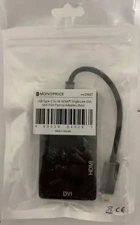 N21607 Monoprice 21607 Usb Type C To 4k Hdmi Single Link Dvi And Vga Passive Adapter P/n21607